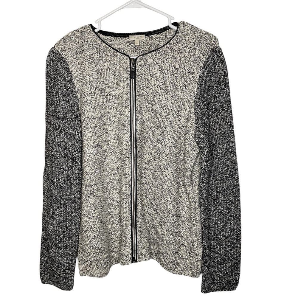 NWT Talbots full zip knit Gray/Black w/ metallic accent sweater-Women’s X